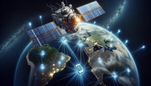 Satellite in Earth orbit tracking mobile phones